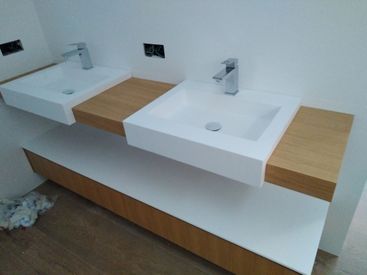 JIJ Solid Surface lavabo moderno en madera