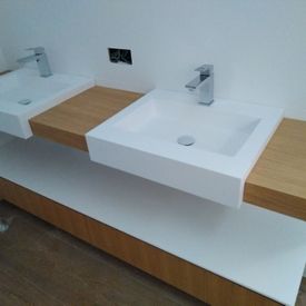 JIJ Solid Surface lavabo moderno en madera