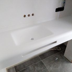 JIJ Solid Surface encimera para baño en construcción