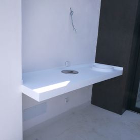 JIJ Solid Surface encimera de baño moderna